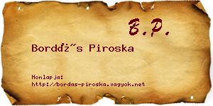 Bordás Piroska névjegykártya